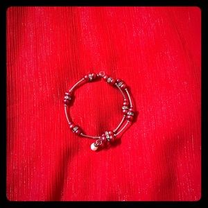 Cranberry colored beads with a real pearl